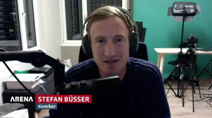 Komiker Stefan Büsser wurde in der «Arena» per Skype zugeschaltet und appellierte einmal mehr an die Solidarität der Bevölkerung. Stefan Büsser «Arena» Coronavirus
