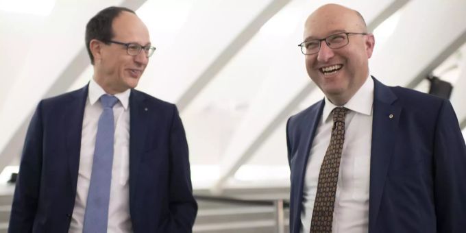 St. Galler Regierungsrat Marc Mächler (l.) neben seinem Kollegen Beat Tinner (r.). marc mächler