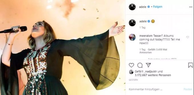 Adele postete ein altes Bild von sich auf Instagram. adele