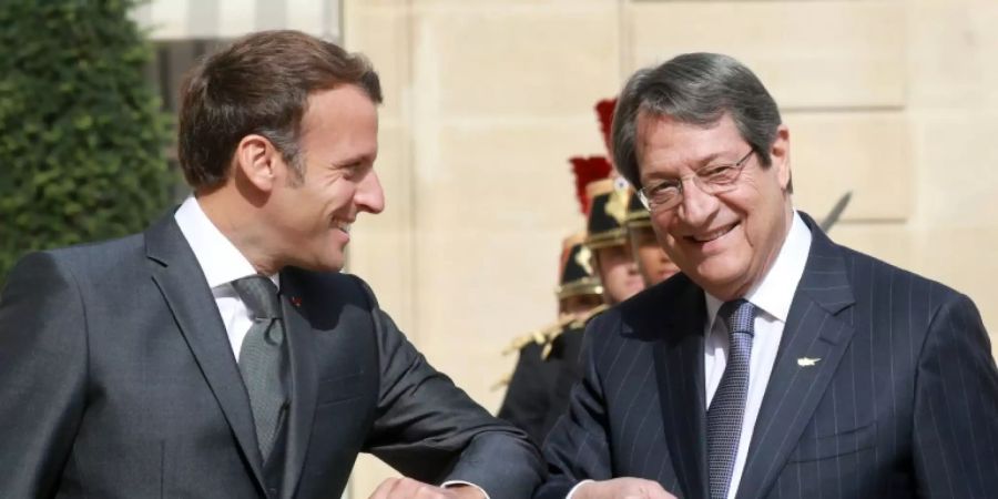 Macron und der Präsident Zyperns, Anastasiades