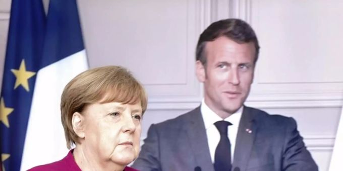 Angela Merkel auf dem Weg zu einer Pressekonferenz mit Frankreichs Präsident Emmanuel Macron (per Video zugeschaltet). Foto: Kay Nietfeld/dpa-Pool/dpa Angela Merkel auf dem Weg zu einer Pressekonferenz mit Frankreichs Präsident Emmanuel Macron (per Video zugeschaltet). Foto: Kay Nietfeld/dpa-Pool/dpa
