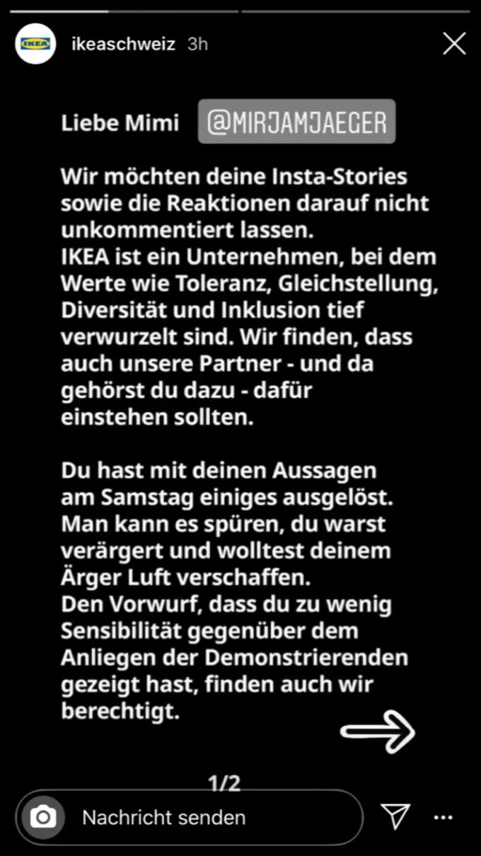 Ikea reagiert auf die Vorwürfe gegen Mimi Jäger. Mimi Jäger