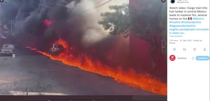 Das Feuer zog eine Schneise der Zerstörung durch die Stadt. Feuer Mexiko Tanklastwagen