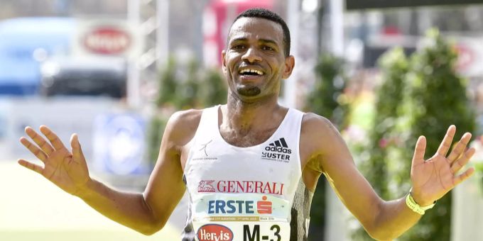 Der Schweizer Läufer Tadesse Abraham beim Marathon in Wien. Tadesse Abraham Leichtathletik WM