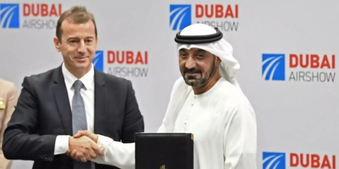 Airbus-Chef Faury und Emirates-Chef Al-Maktum Airbus-Chef Faury und Emirates-Chef Al-Maktum