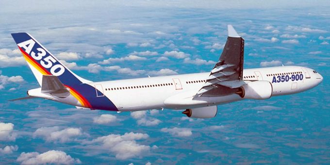 Der Airbus A350-900 in der Luft. Airbus A350