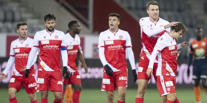 Thuns Spieler feiern den Treffer zum 2:0 im Challenge-League-Spiel gegen den FC Wil. Thun Wil