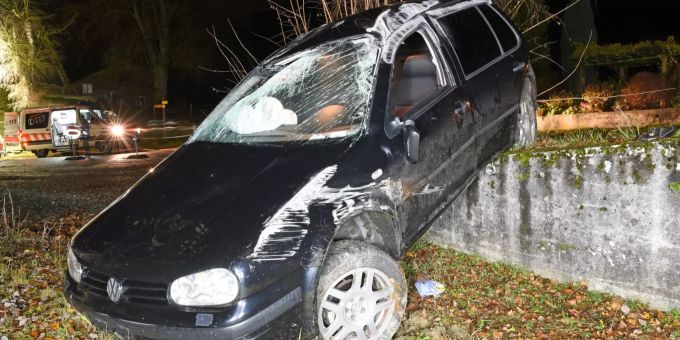 Der Autofahrer und ein Beifahrer wurden beim Unfall leicht verletzt. Selbstunfall