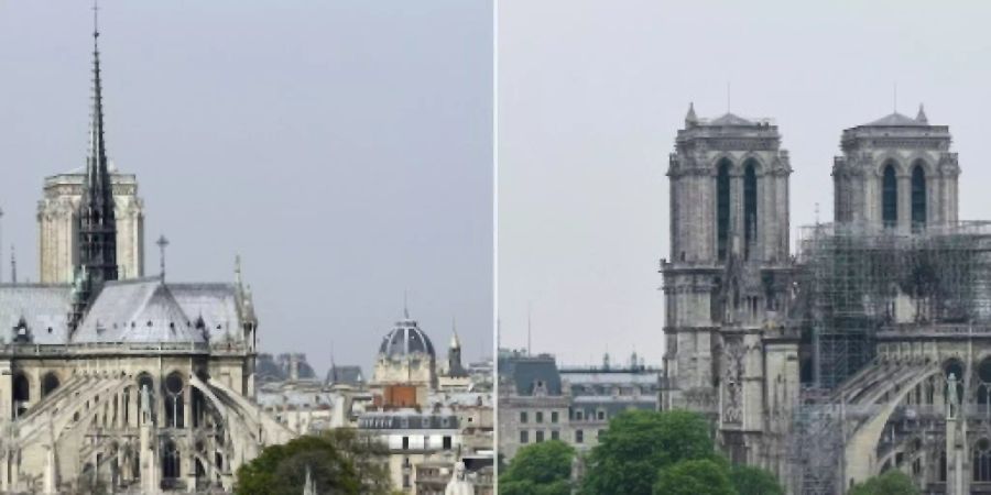 Notre-Dame vor und nach dem Brand