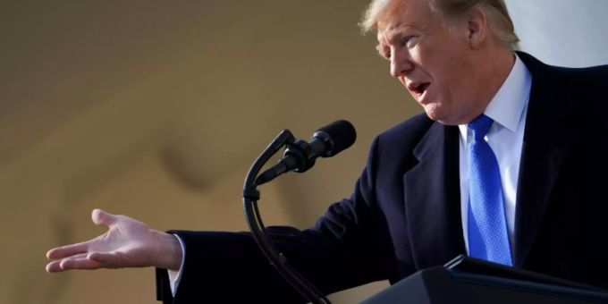 Trump am Freitag bei seiner Ansprache im Weissen Haus Trump am Freitag bei seiner Ansprache im Weissen Haus