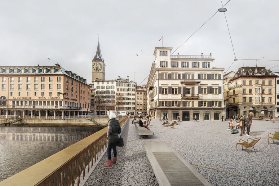 So soll die neue Rathausbrücke aussehen: Blick auf den Platz.