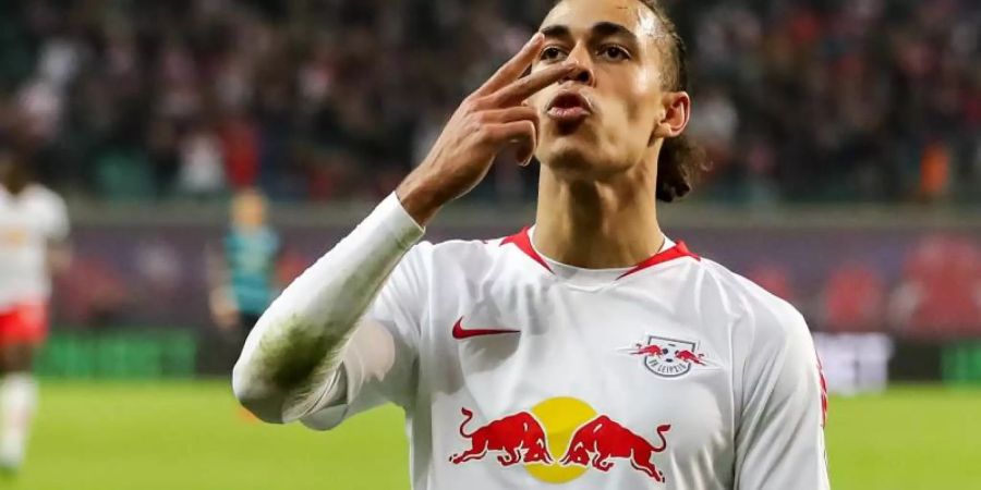 Überragender RB-Mann beim Sieg über Hertha BSC: Yussuf Poulsen. Foto: Jan Woitas/dpa