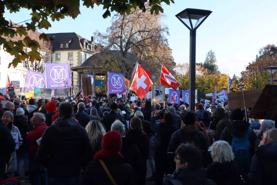 Platzkundgebung in Freiburg gegen die Corona-Massnahmen.