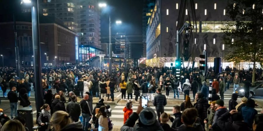 Demonstranten in Rotterdam