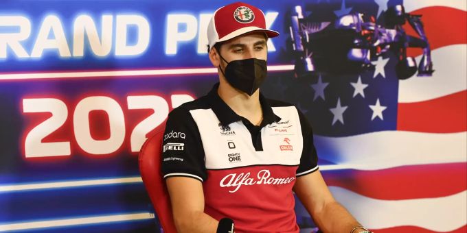 Der italienische Fahrer Antonio Giovinazzi von Alfa Romeo Racing bei der Fahrer-Pressekonferenz zum Großen Preis der USA auf dem Circuit of The Americas in Austin, Texas, USA, am 21. Oktober 2021. Antonio Giovinazzi
