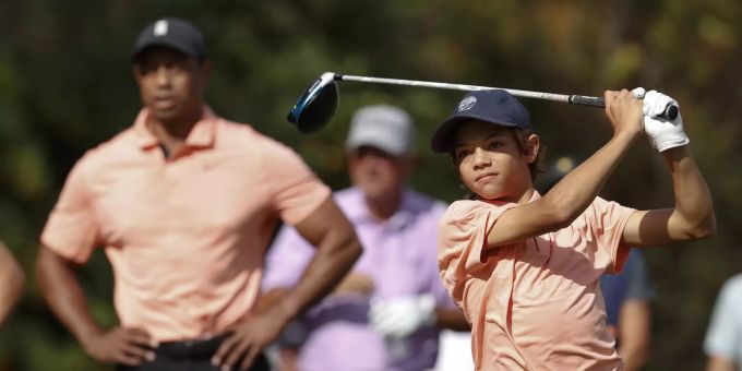 Charlie Woods, Sohn von Golf-Star Tiger Woods, bei der PNC Championship in Orlando, Florida. Tiger woods