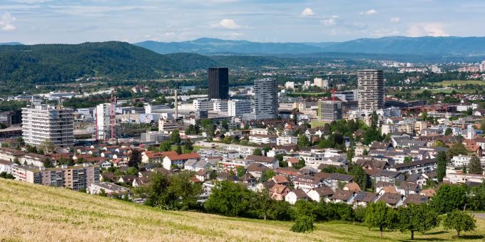 Blick über die Gemeinde Pratteln in Richtung Deutschland. Blick über die Gemeinde Pratteln in Richtung Deutschland.