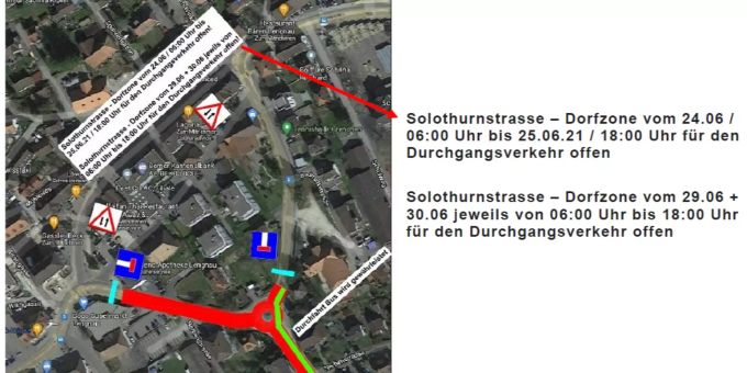 Verkehrsbehinderungen Badmattkreisel bis Bürenstrasse. Lengnau