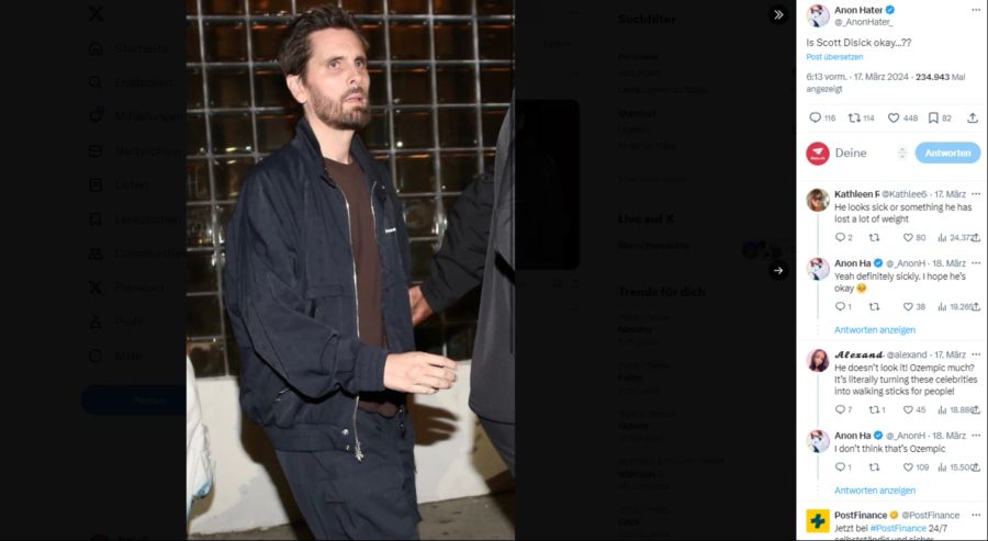 Scott Disick hat viel Gewicht verloren. Im Netz spekulieren Fans über seinen Gesundheitszustand.