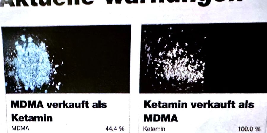 Warnzettel MDM und Ketamin