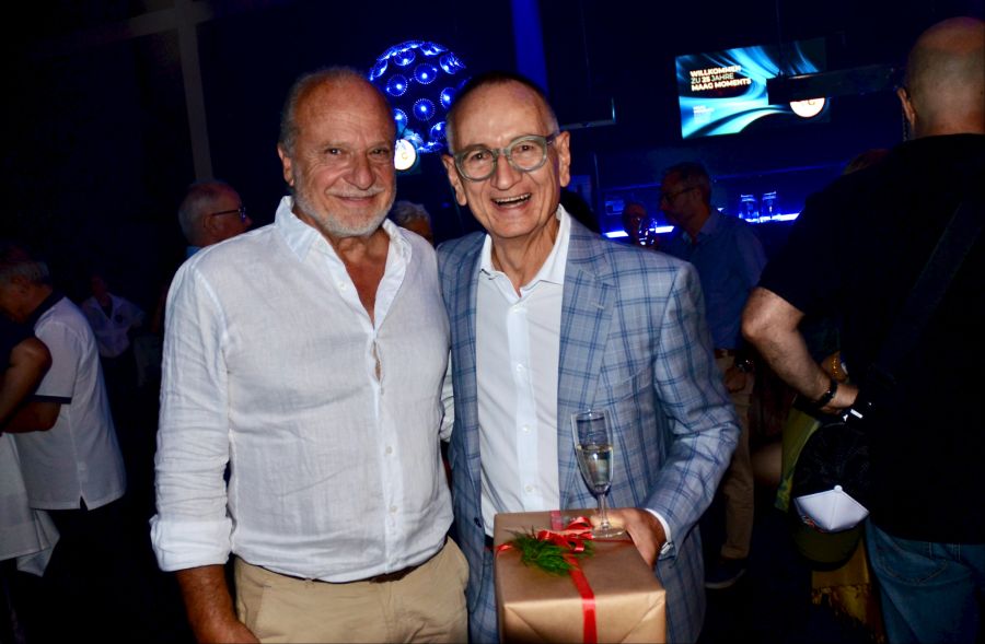 Politik trifft Maag: Filippo Leutenegger und Maag-Mitgründer Guido Schilling am Jubiläumsfest.