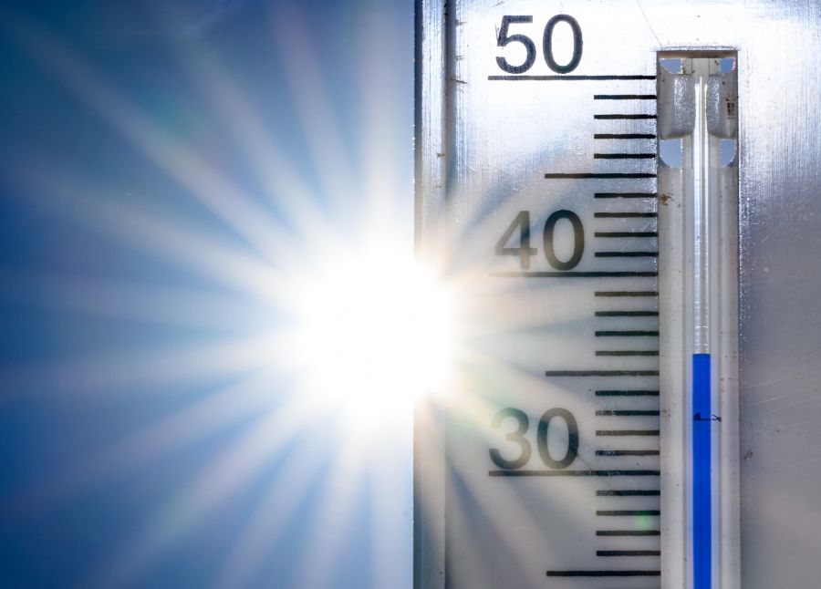 Temperaturen über 35 Grad Celsius werden seither rot dargestellt.