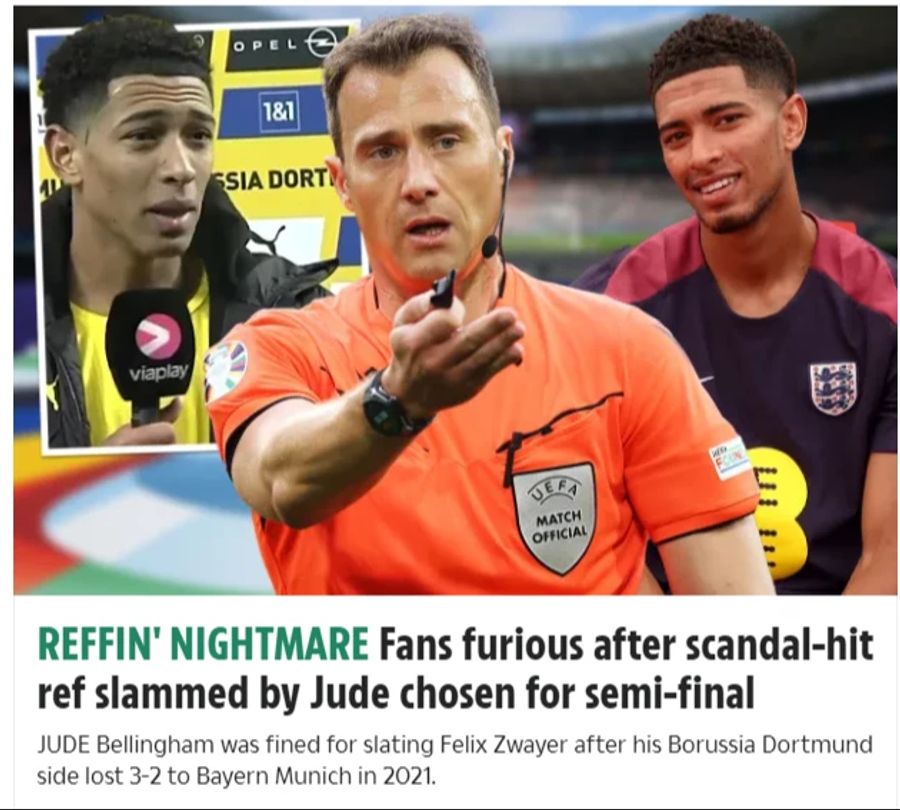 «Reffin' Nightmare» betitelt etwa die englische «Sun» die Ansetzung von Zwayer.