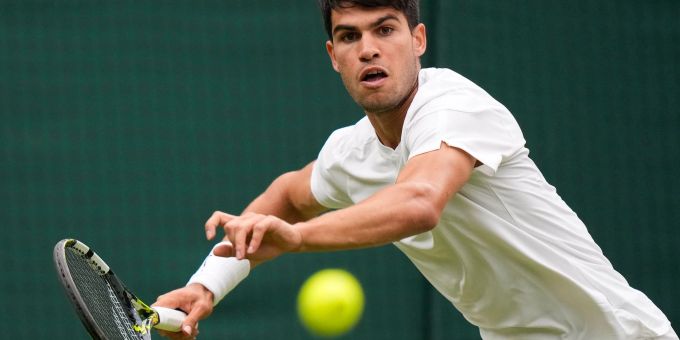 Bleibt in Wimbledon ohne Satzverlust: Carlos Alcaraz. carlos alcaraz