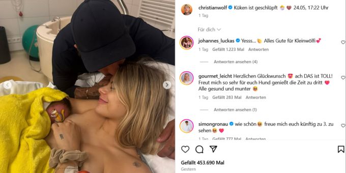 Romina Palm und Christian Wolf verkünden die Geburt ihrer Tochter. romina palm christian wolf