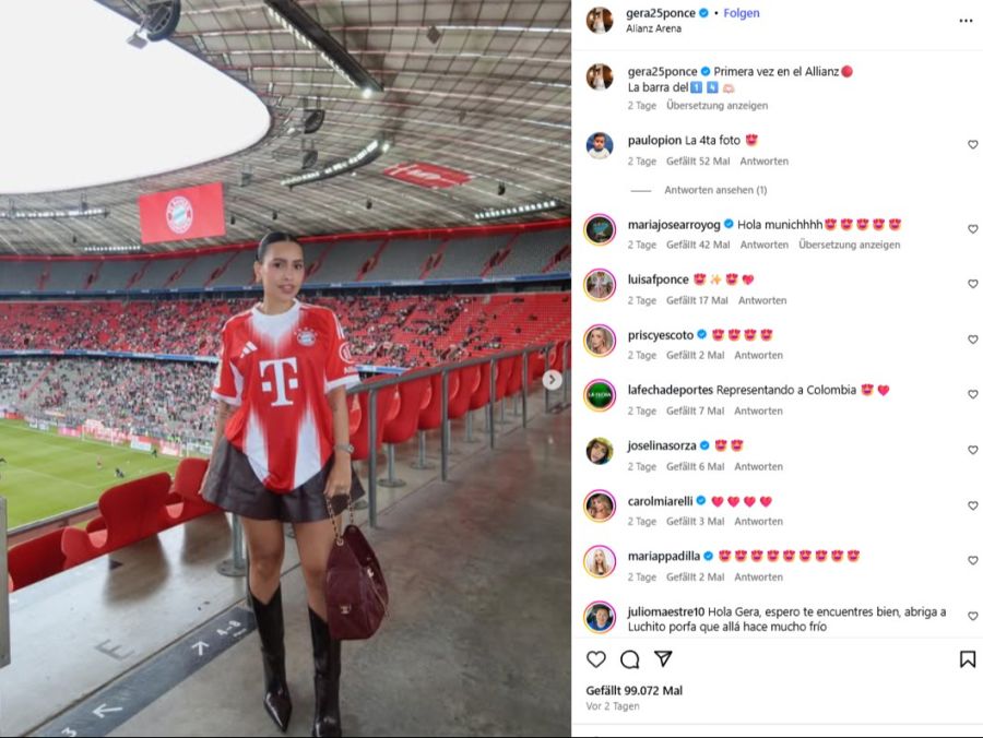 Geraldine Ponce beim Debüt von Luis Diaz in der Allianz Arena.