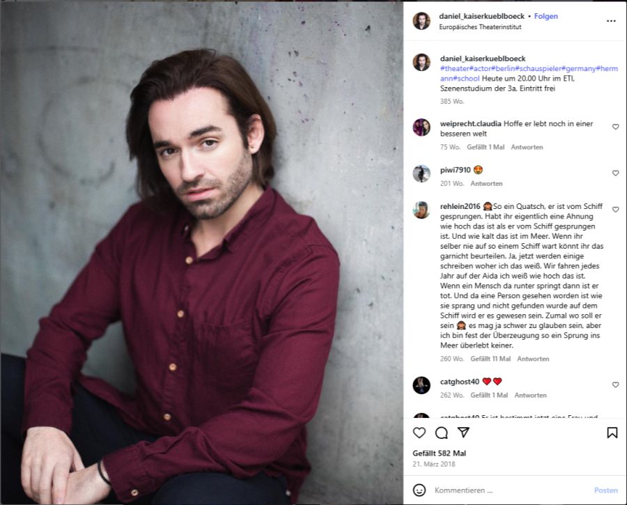 In einer letzten Sprachnachricht sagte er seinem Ex-Freund, dass er gern vom Schiff und nach New York fliegen wolle.