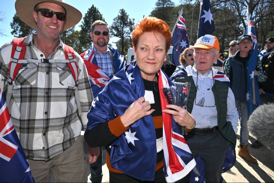 Pauline Hanson nimmt auch immer wieder an Anti-Immigrationsprotesten teil.