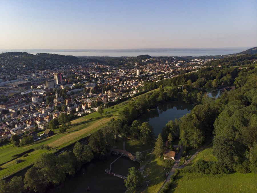 Das Naherholungsgebiet Drei Weieren oberhalb der Stadt St. Gallen.