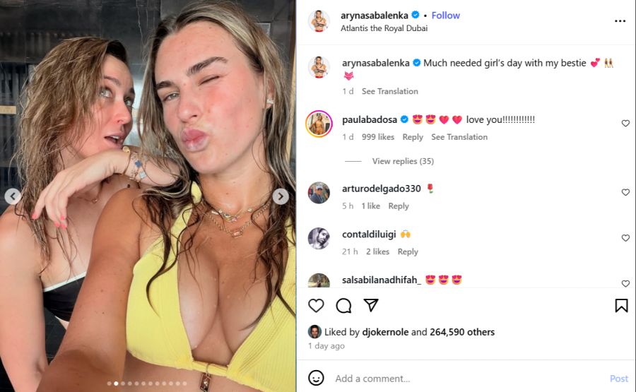 Reagiert Aryna Sabalenka hier auf die Kommentare von Marta Kostyuk?