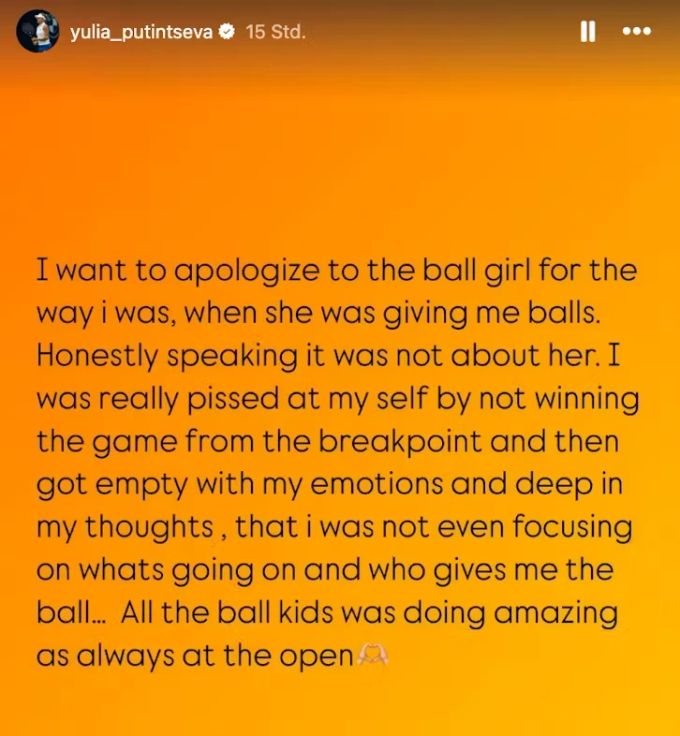 Julija Putinzewa entschuldigte sich nach dem Shitstorm an den US Open bei dem Ballmädchen. Julija Putinzewa US Open