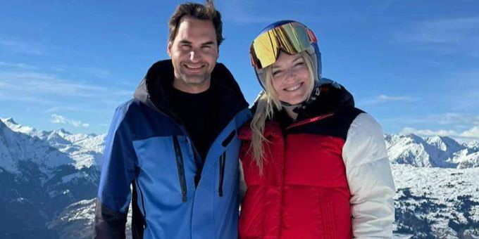 Lindsey Vonn und Roger Federer beim gemeinsamen Skifahren in Lenzerheide im Februar. Lindsey Vonn Roger Federer