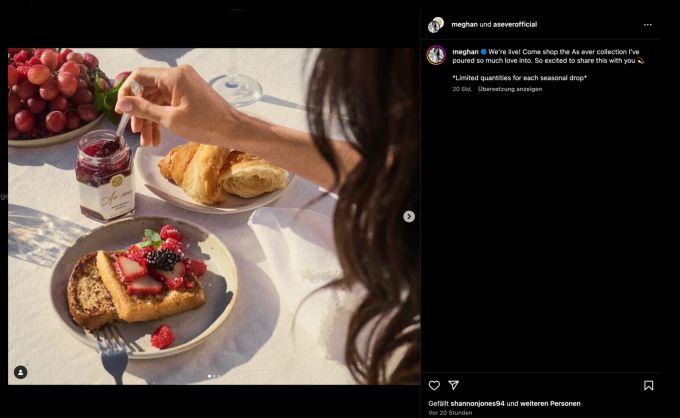 Die neue Marke von Herzogin Meghan ist online und bietet Produkte wie Honig oder eine Crepemischung. Meghan