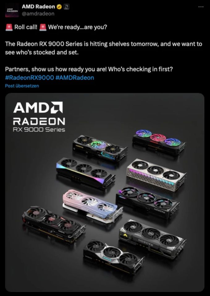 Auf X wird die neue Radeon RX Serie schon fleissig beworben. radeon rx