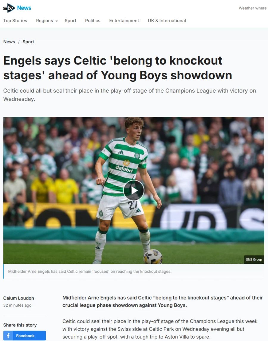 Arne Engels sieht Celtic gegenüber «STV News» auf Kurs.