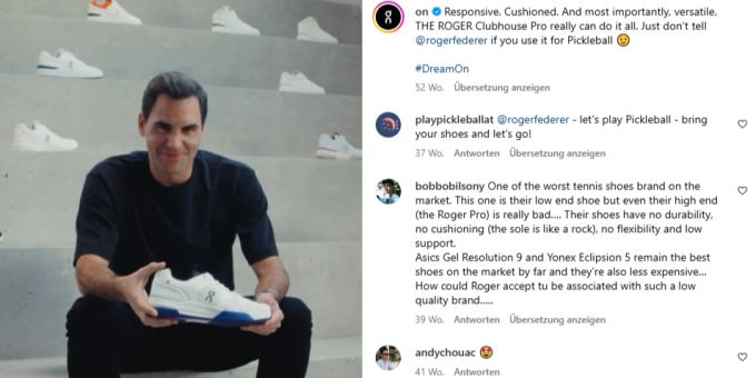 Roger Federer ist das Gesicht der Schuhmarke On. Roger Federer