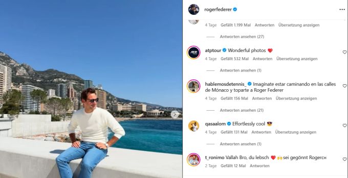 Roger Federer geniesst das schöne Wetter in Monaco. Roger Federer