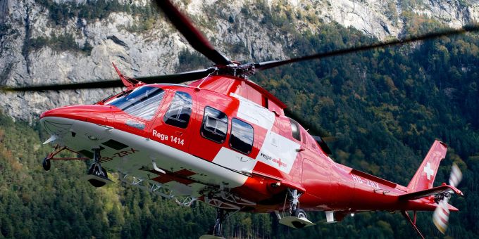 Ein Rega Helikopter. Rega Helikopter