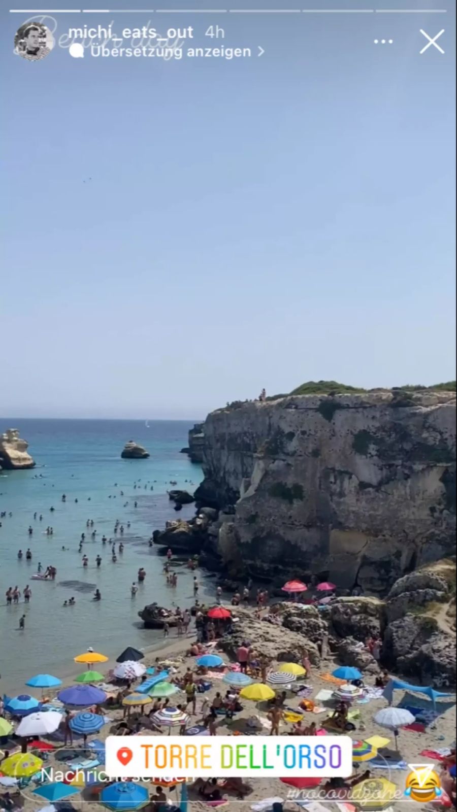 So überfüllt war der Strand in Torre Dell'Orso.