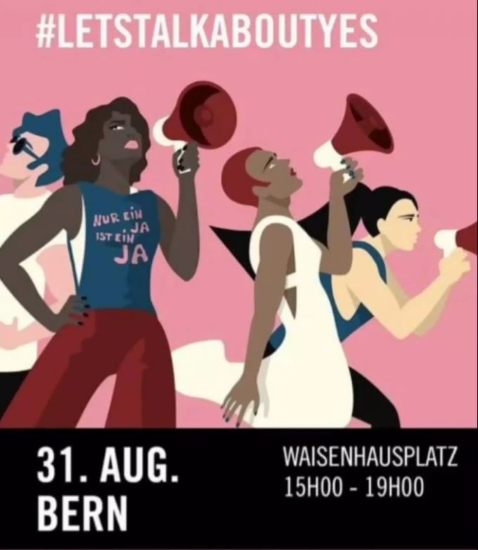 Auf dem Waisenhausplatz findet heute eine feministische Kundgebung statt. Demo Waisenhausplatz