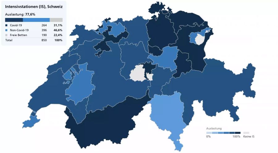 Auslastung Intensivstationen Covid Kantone