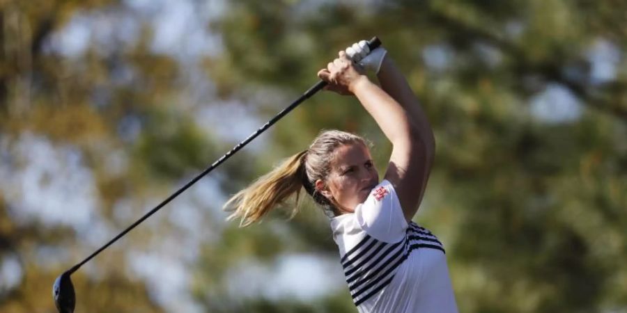 Feierte mit Platz sieben bei den British Open einen grossen Erfolg: Golferin Leonie Harm. Foto: David Goldman/AP/dpa