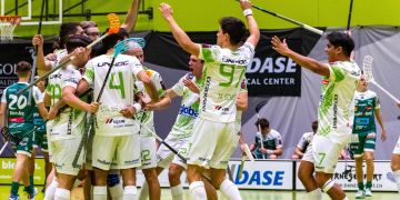 Hocketspieler feiern Sieg