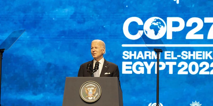 US-Präsident Joe Biden spricht während der UN-Klimakonferenz COP27. Foto: Gehad Hamdy/dpa