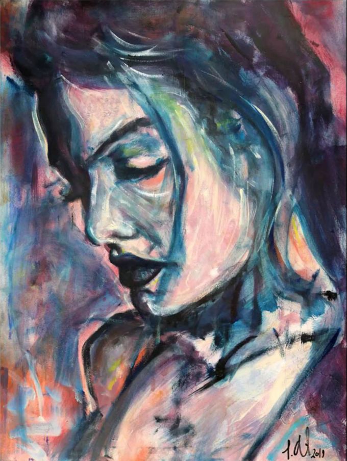 „Paris“ acrylic & oil Bild mit Dame
