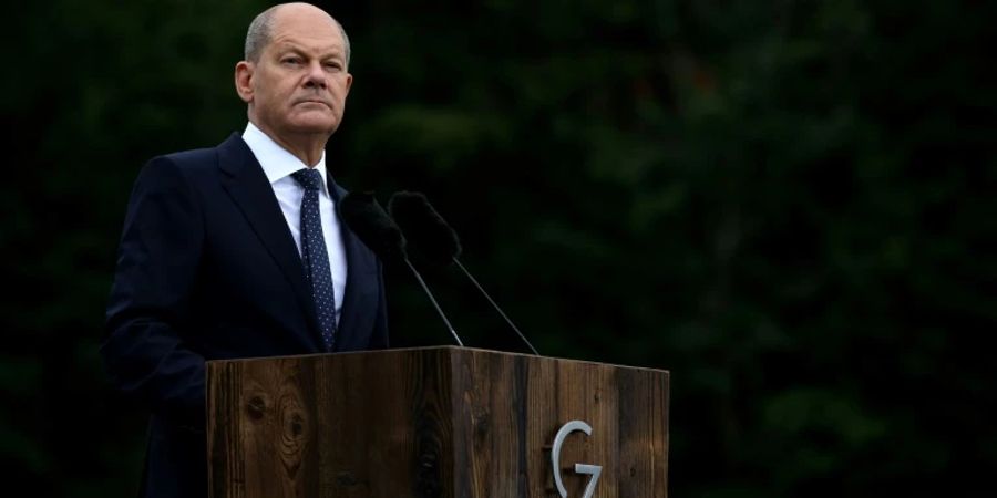 Scholz bei Abschlusspressekonferenz des G7-Gipfels